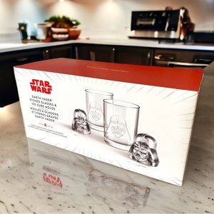 Williams Sonoma Star Wars™ Darth Vader Etched Glasses & Ice Molds Set BNIB